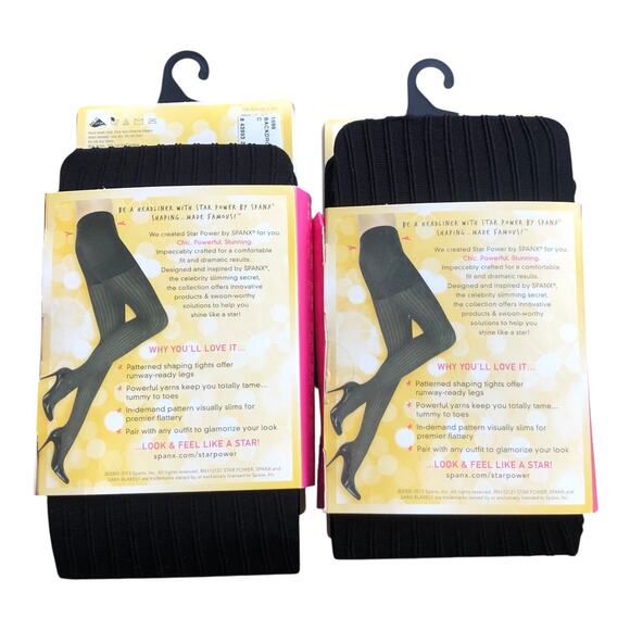 Spanx Star Power Center-Stage Ribbed Row Shaping Tights Black Size C Ribbed Row - Picture 4 of 16